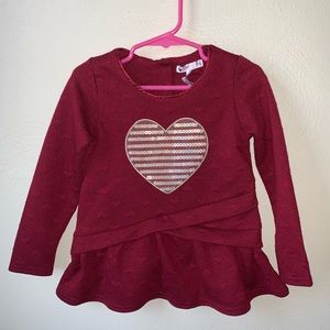 3T girls Nannette red Valentine’s Day hearts sweater top